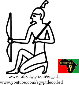 Soldier with bow and quiver - A12 - Hieroglyphic Sign List of Gardiner, Medu Neter, Hieroglyphs Alphabet
