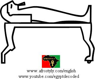 Mummy lying on bed - A55 - Hieroglyphic Sign List of Gardiner, Medu Neter, Hieroglyphs Alphabet, Ancient Egyptian translation & transliteration